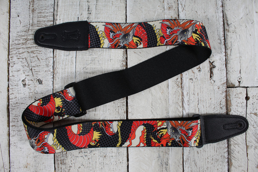 Levys MPD2-123  2 Inch Wide Polyester Guitar Strap with Japanese Traditional Dragon Motif