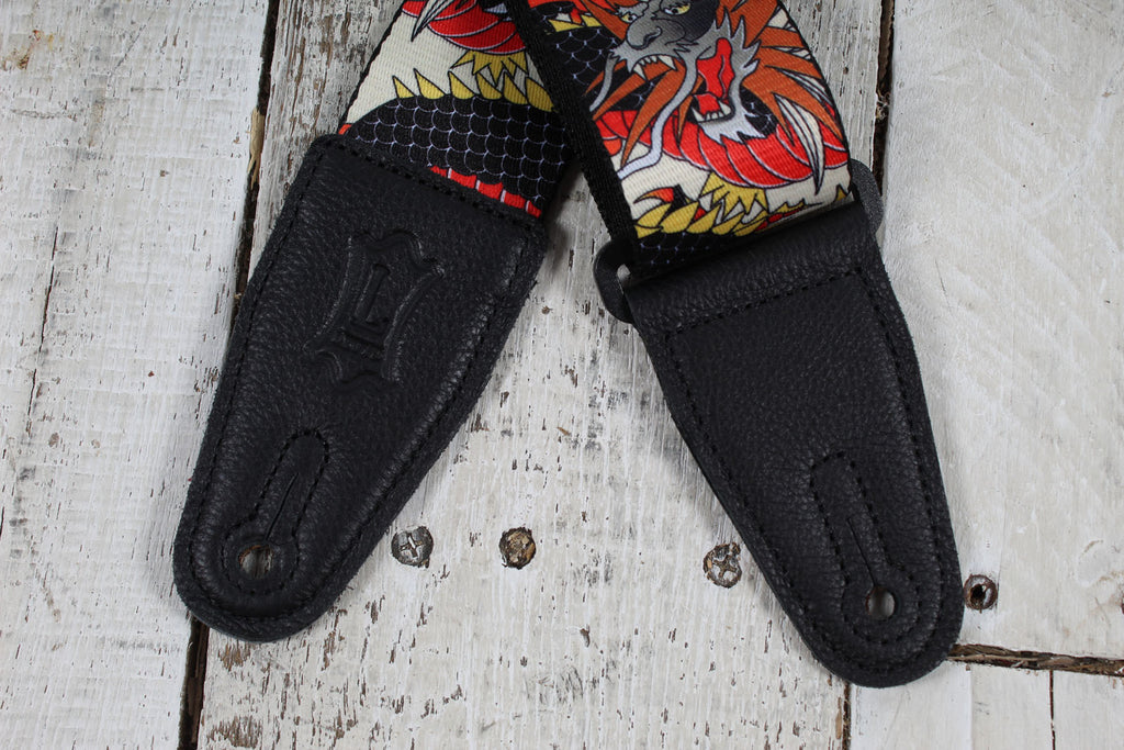 Levys MPD2-123  2 Inch Wide Polyester Guitar Strap with Japanese Traditional Dragon Motif