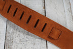 Levys M4FV-DBR  2.5 Inch Wide Flowering Vine Series Brown Leather Guitar Strap