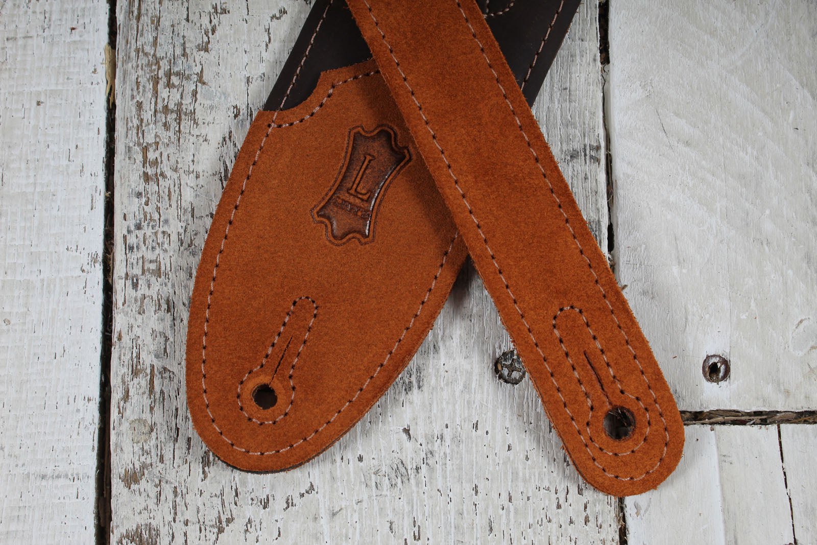 Levys M4FV-DBR  2.5 Inch Wide Flowering Vine Series Brown Leather Guitar Strap