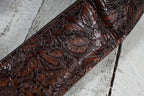 Levys M4WP-006 3 Inch Wide Distressed Floral Embossed Brown Leather Guitar Strap