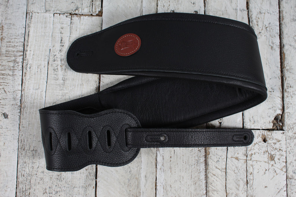 Levy's MSS2-4-BLK Signature Series 4.5 Inch Wide Garment Leather Guitar Strap