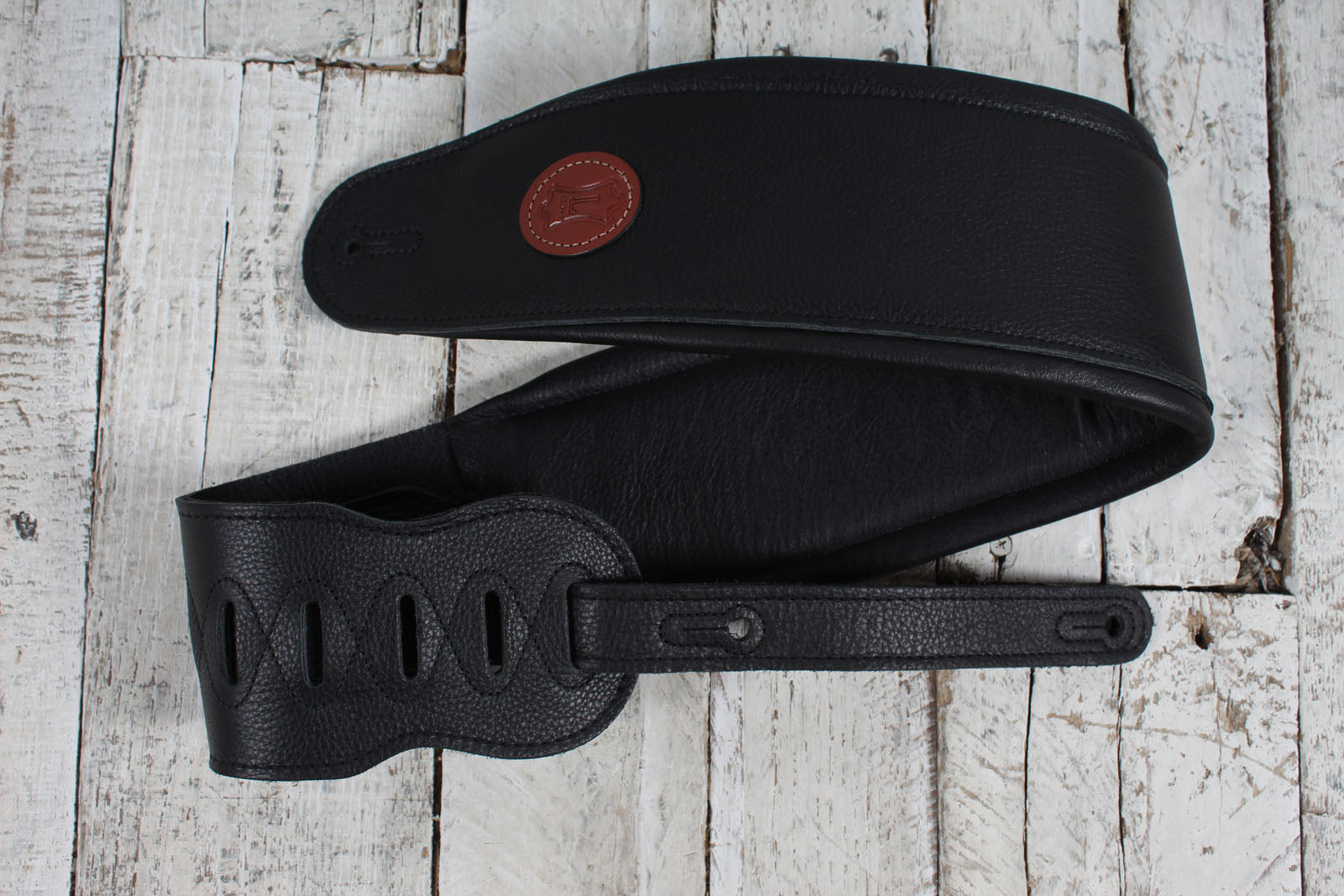 Levy's MSS2-4-BLK Signature Series 4.5 Inch Wide Garment Leather Guitar Strap