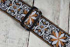 Levy's M8HT-13 2 Inch Jacquard Woven Guitar Strap Vintage Hootenanny Gold Floral