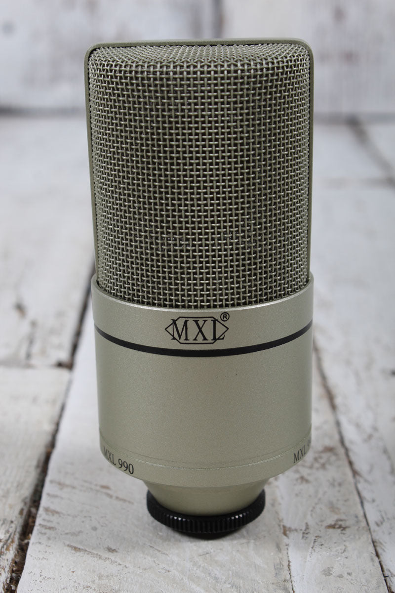 MXL 990 Studio Pressure Gradient Condenser Microphone Champagne Finish with Case and Shock Mount