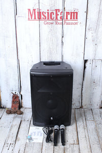 Stagg AS12B Active Speaker 12 Inch 2 Way Powered Speaker with 2 UHF Microphones and Bluetooth