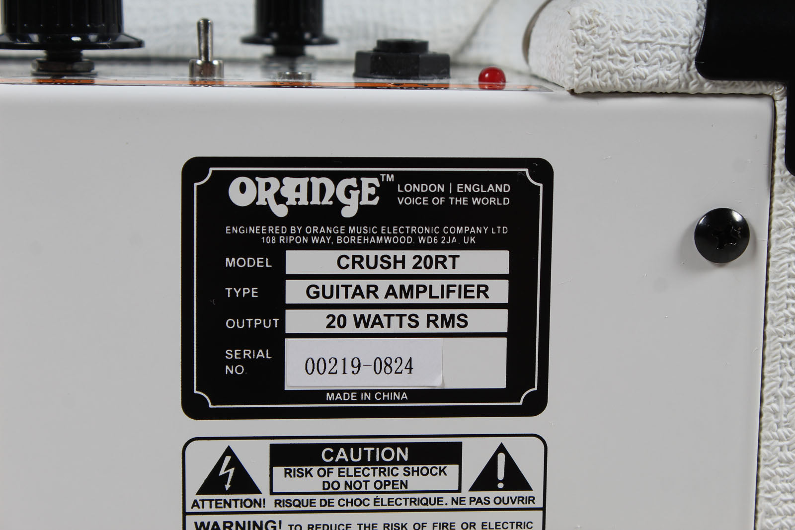 Orange Crush 20RT Limited Edition Orianthi White Electric Guitar Amplifier