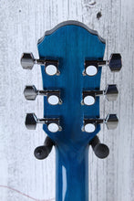 Load image into Gallery viewer, Oscar Schmidt OG10CE Concert Cutaway Acoustic Electric Guitar Flame Trans Blue