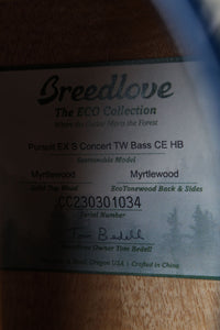 Breedlove Pursuit Exotic S Concert Twilight Bass Acoustic Electric Bass Guitar