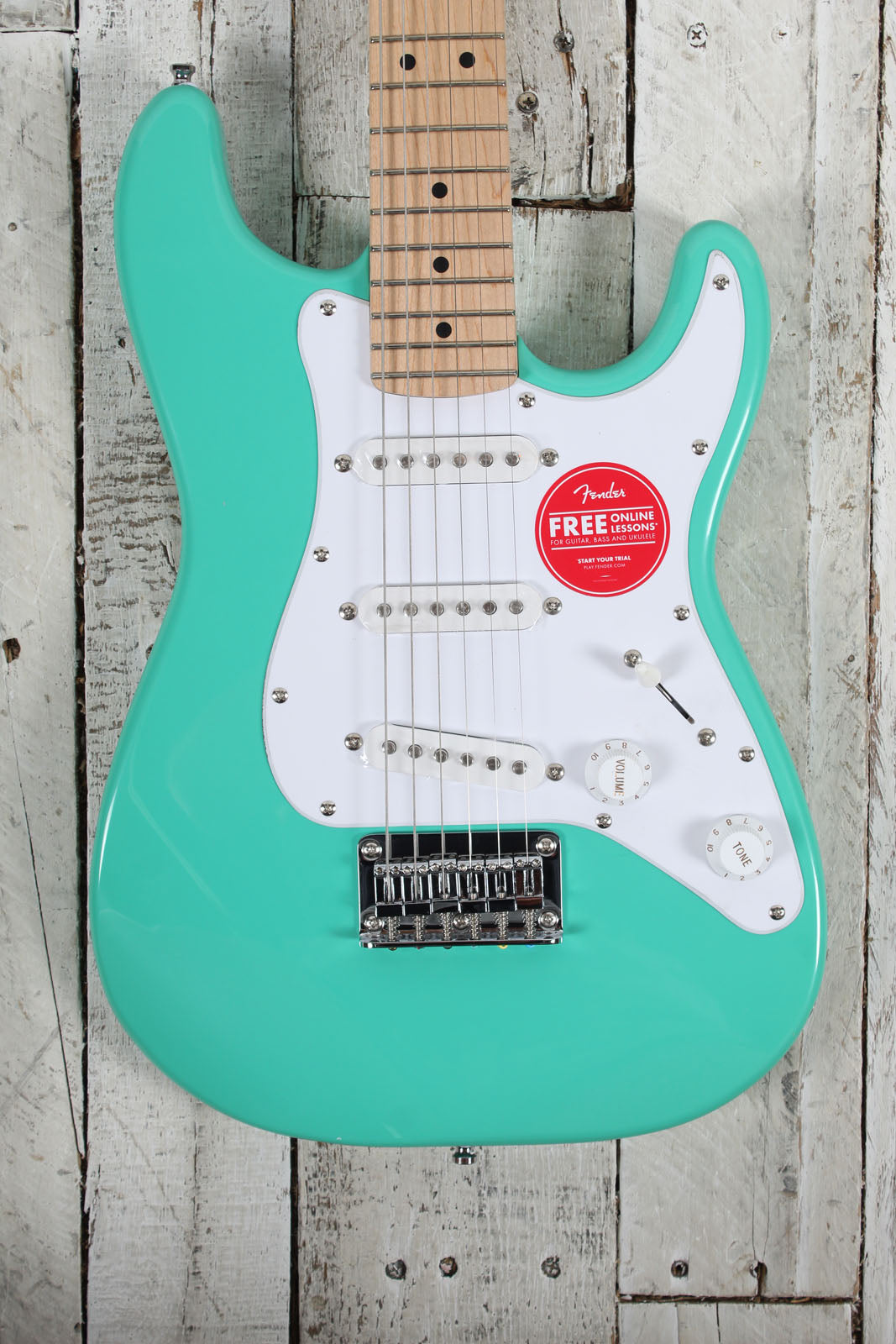 Squier Mini Stratocaster Solid Body Electric Guitar Sea Foam Green Finish Main image