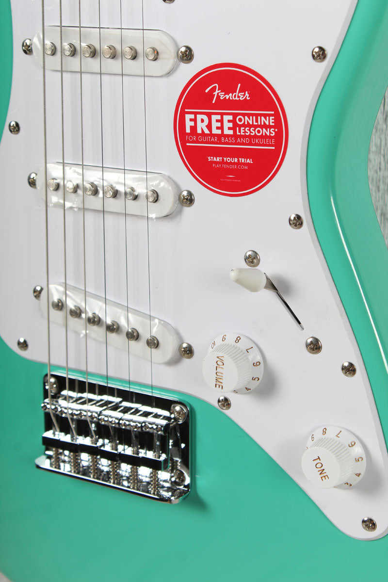 Squier Mini Stratocaster Solid Body Electric Guitar Sea Foam Green Finish