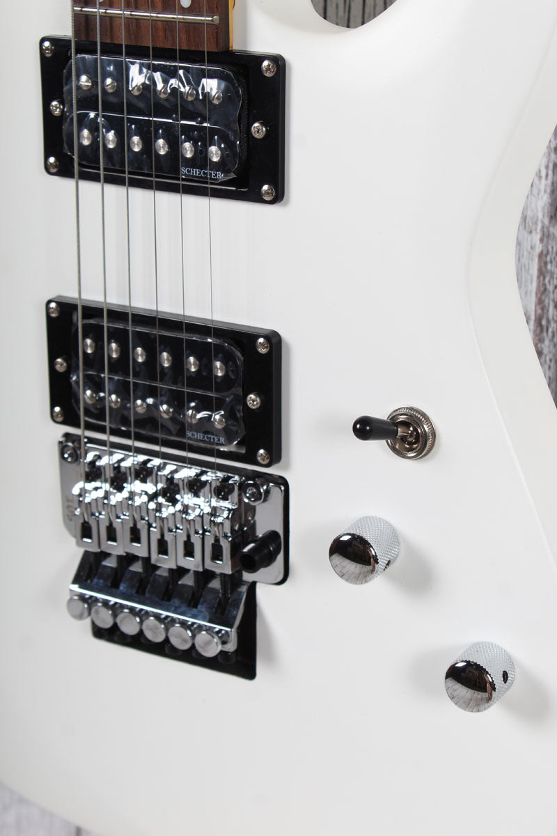 Schecter C-6 Deluxe Solid Body Electric Guitar Satin White Finish