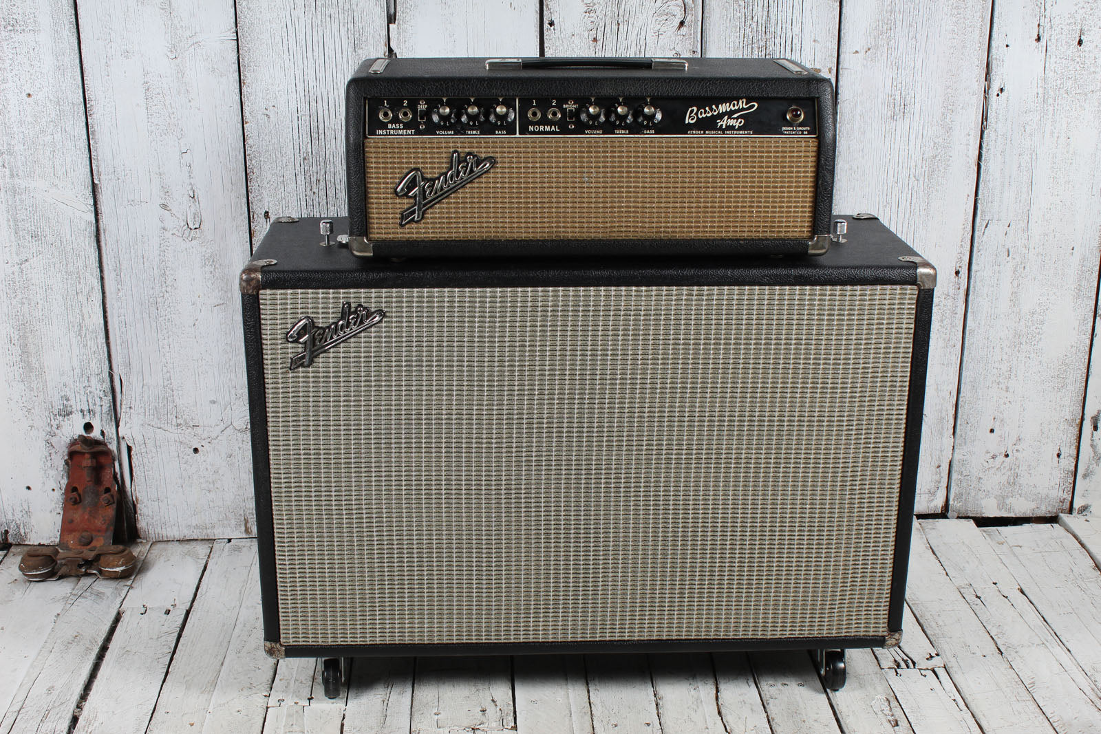 Fender Vintage 1965 Bassman Guitar Amplifier Head with Bandmaster 2 x 12 Cabinet