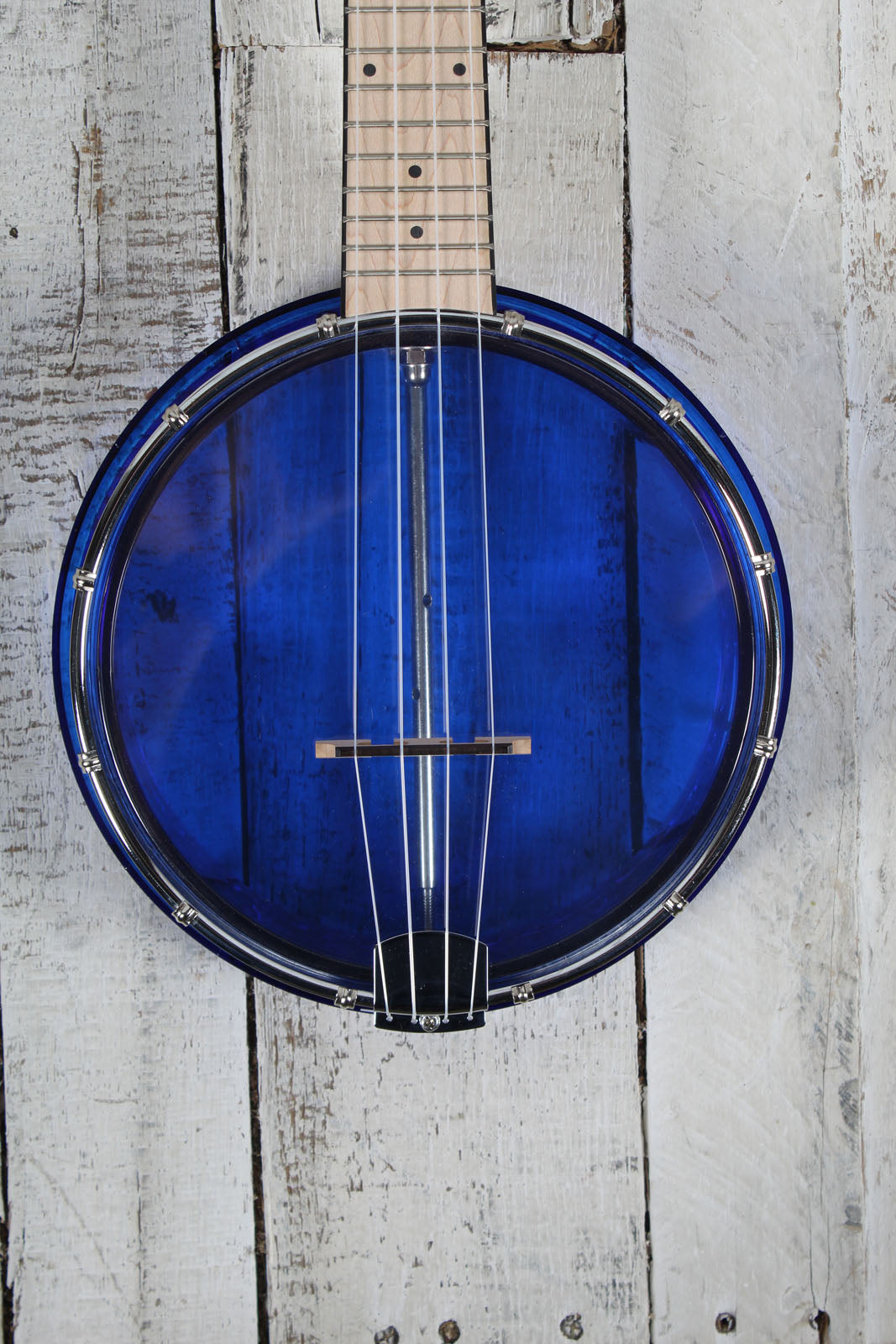 Gold Tone Little Gem Sapphire See-Through Banjo Ukulele Banjolele with Gig Bag Main image