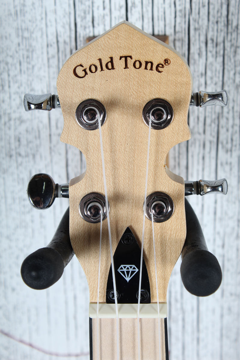 Gold Tone Little Gem Sapphire See-Through Banjo Ukulele Banjolele with Gig Bag