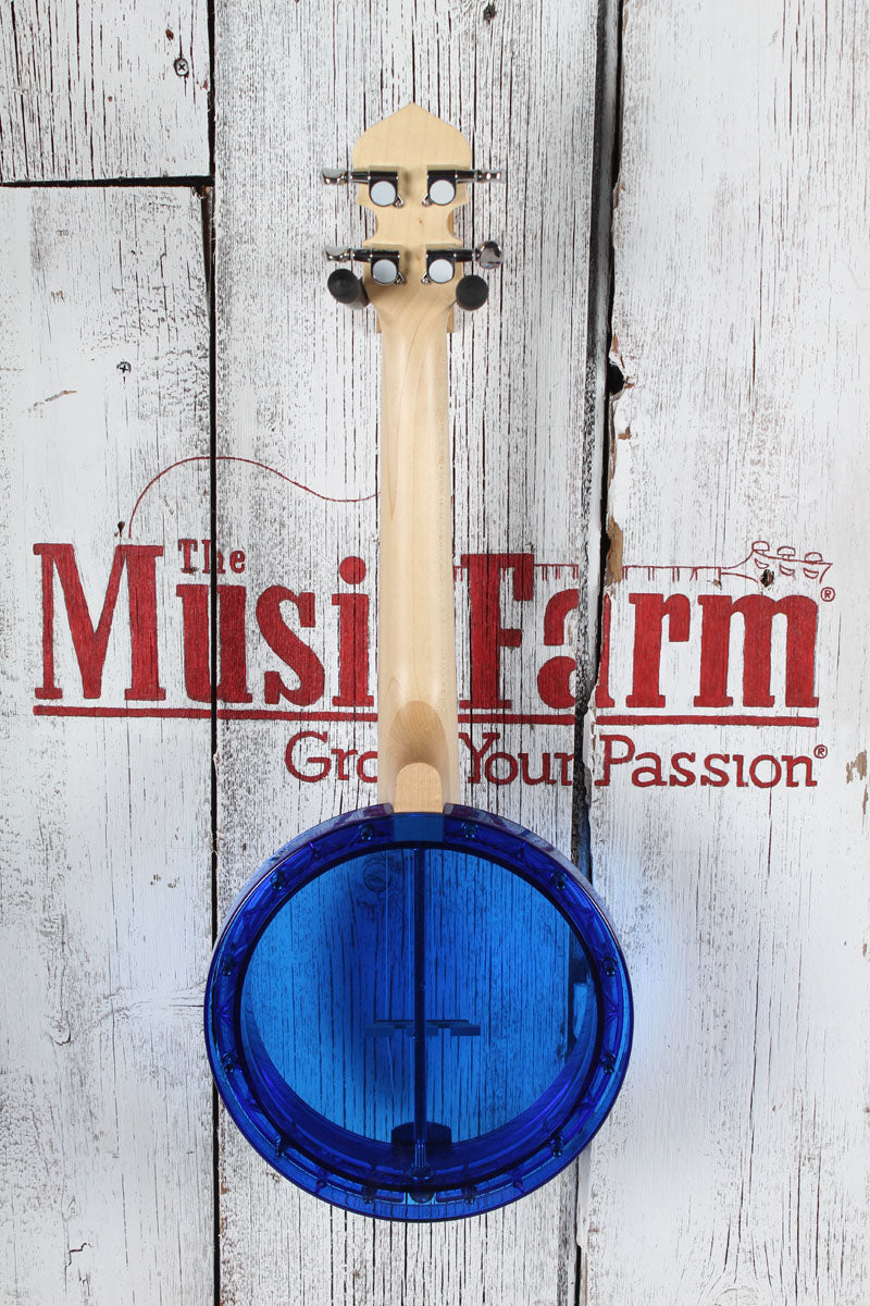 Gold Tone Little Gem Sapphire See-Through Banjo Ukulele Banjolele with Gig Bag