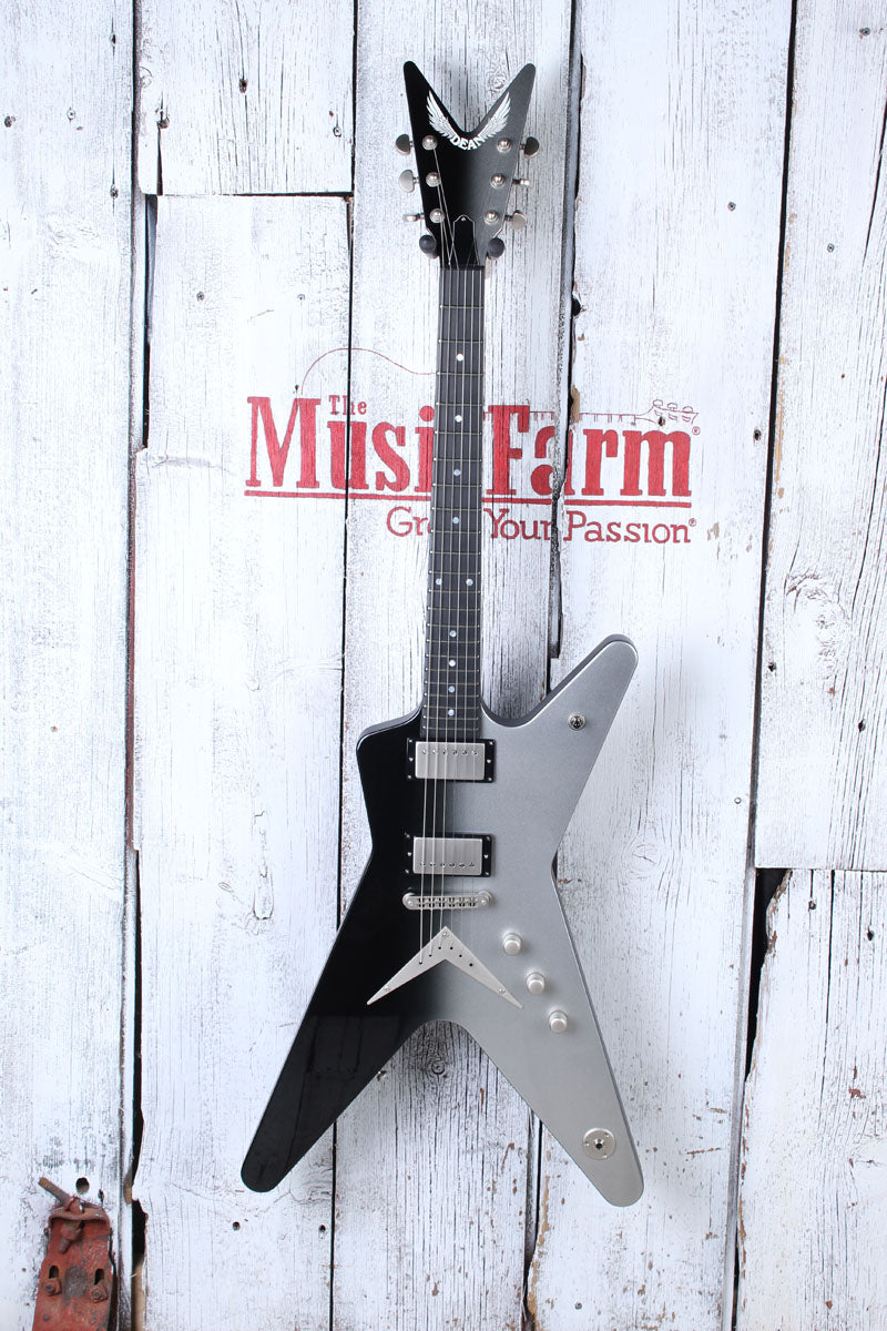 Dean USA ML Custom Metallic Silver to Metallic Black Fade Electric Guitar w Case