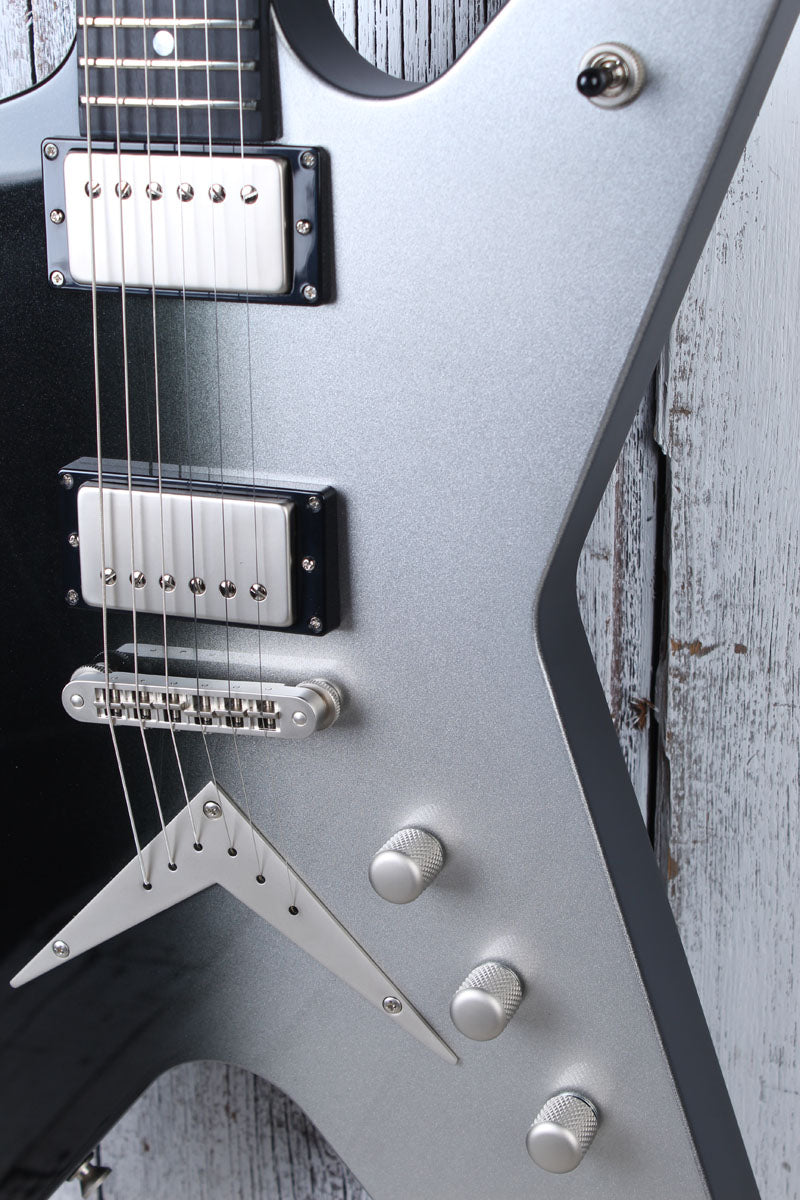 Dean USA ML Custom Metallic Silver to Metallic Black Fade Electric Guitar w Case