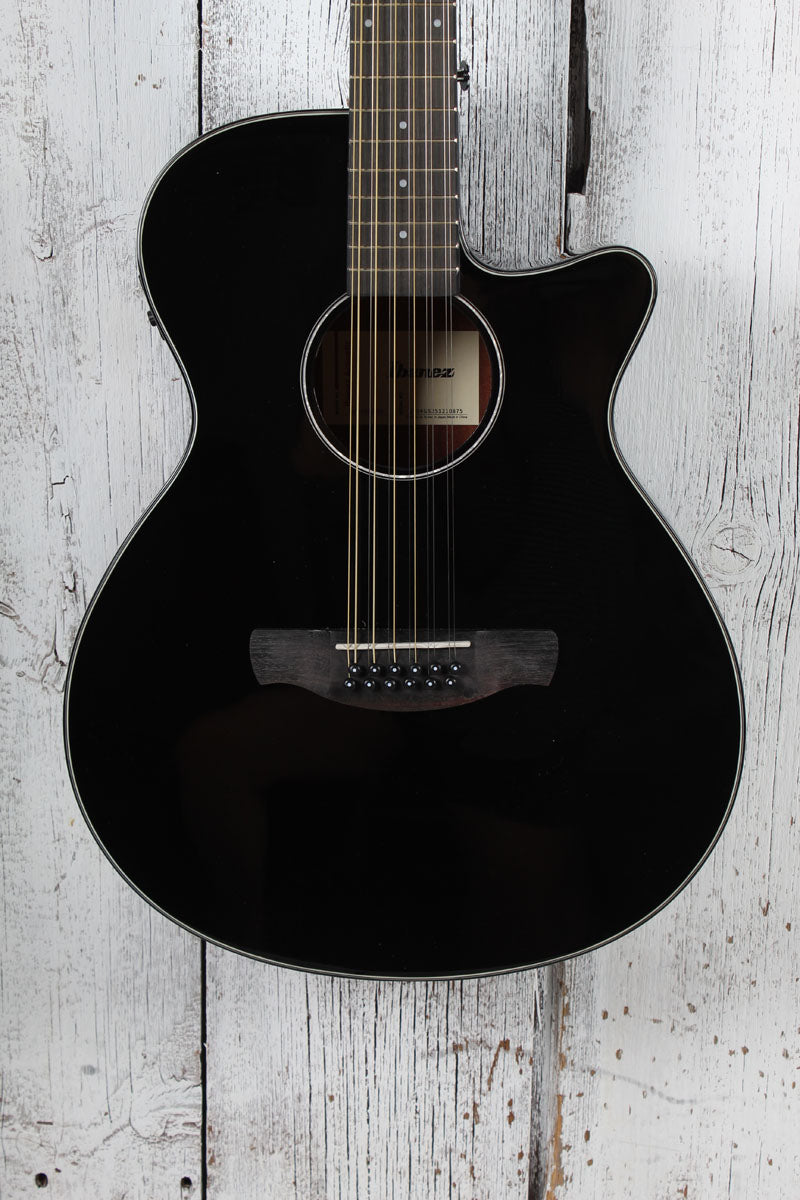 Ibanez AEG5012 12 String Cutaway Acoustic Electric Guitar Black Finish