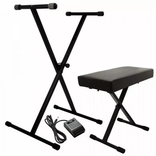 On-Stage Keyboard Stand and Bench Pack with Keyboard Sustain Pedal