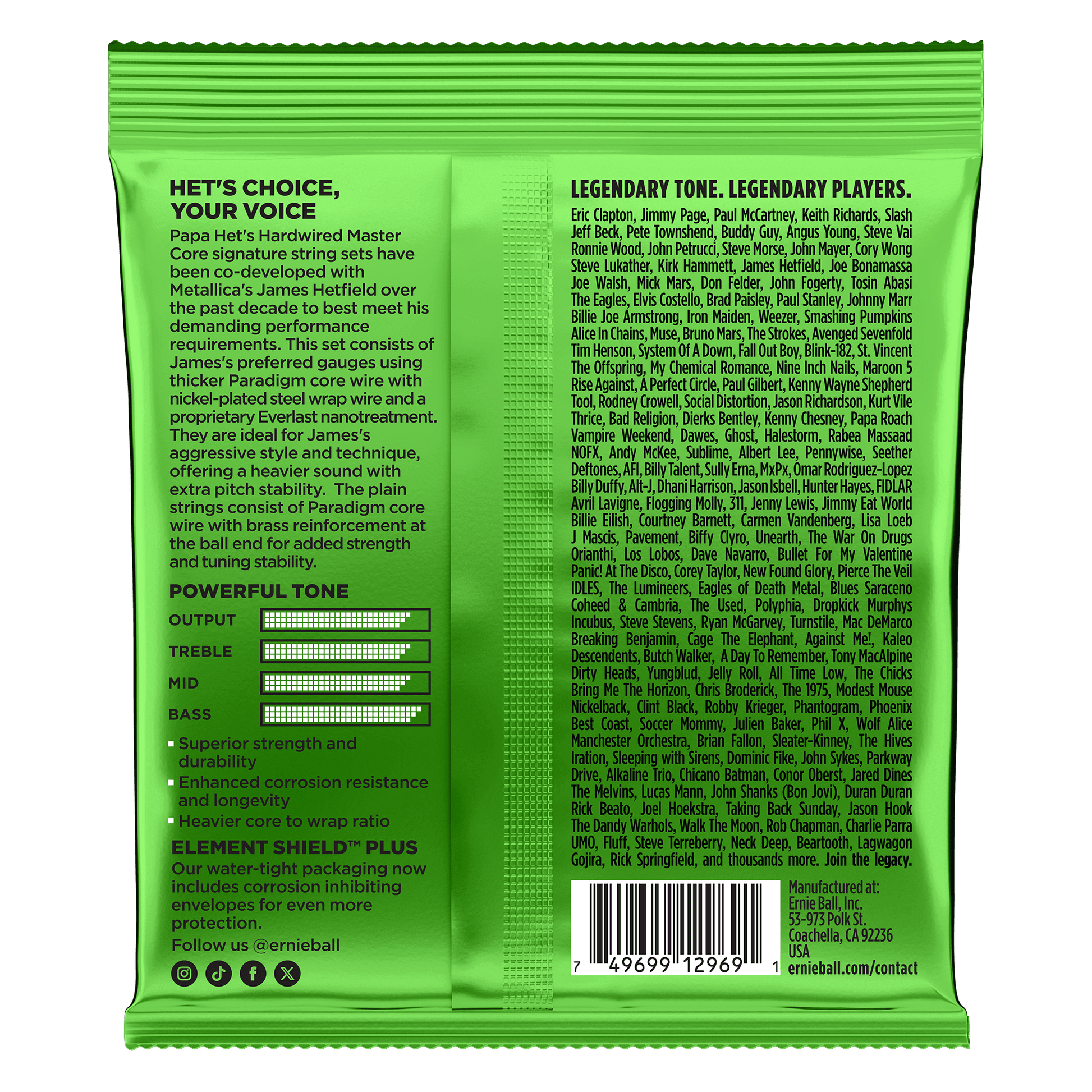 Ernie Ball Papa Hets Hardwired Master Core Series Electric Guitar Strings 11-50