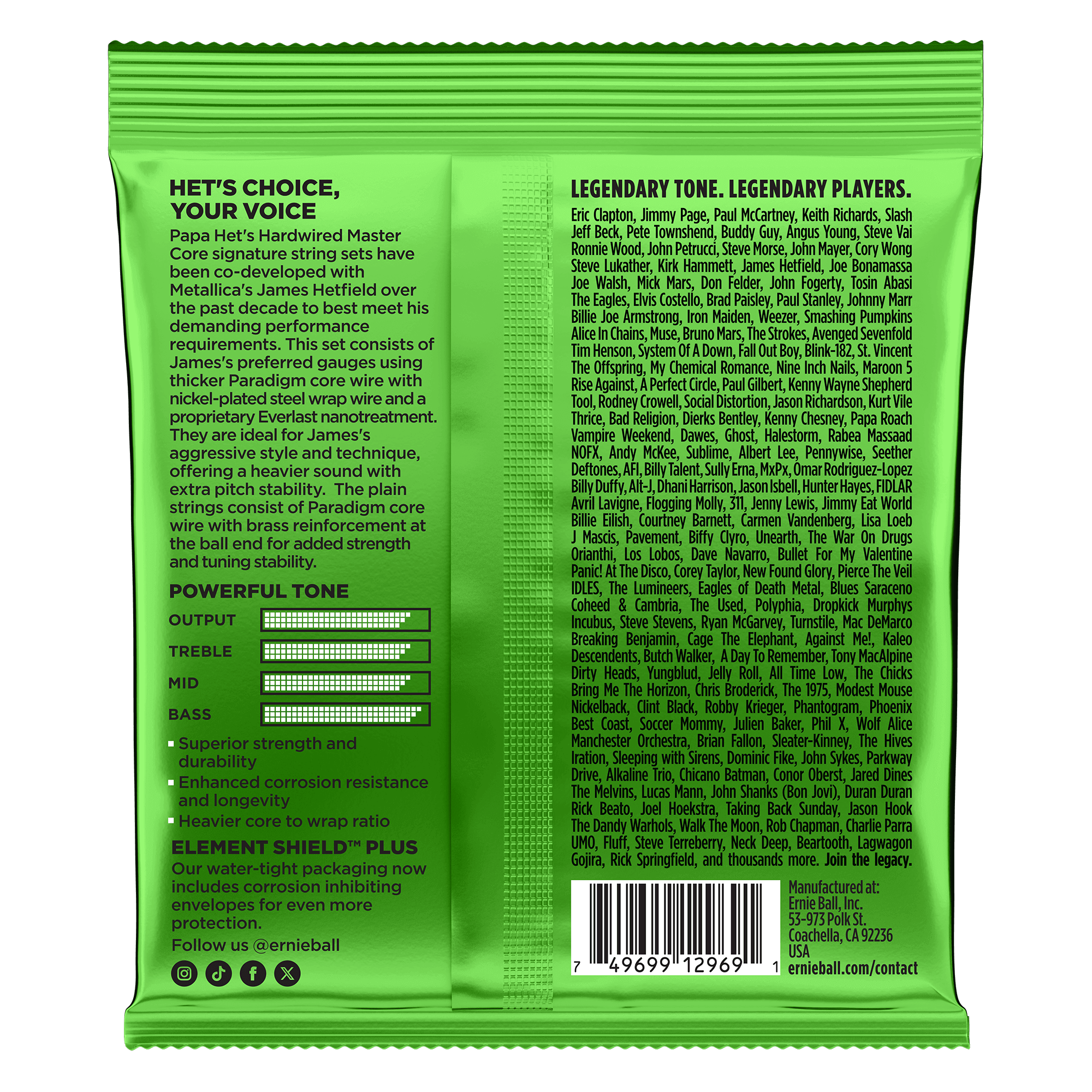 Ernie Ball Papa Hets Hardwired Master Core Series Electric Guitar Strings 11-50