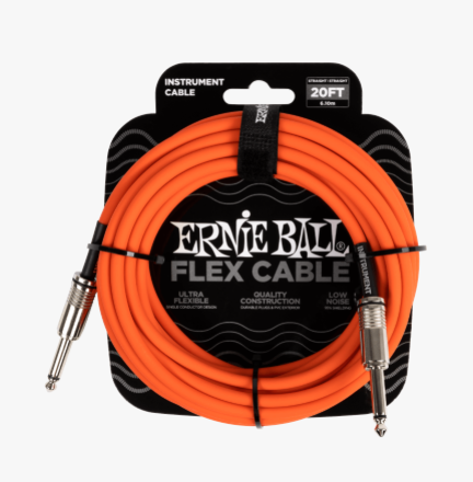 Ernie Ball Flex Instrument Cable, Straight/Straight, 20ft - Orange Main image