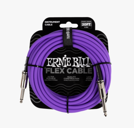 Ernie Ball Flex Instrument Cable, Straight/Straight, 20ft - Purple