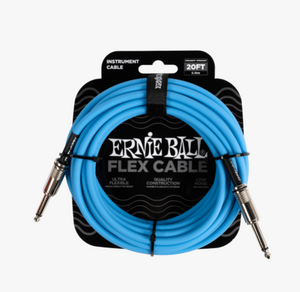 Ernie Ball Flex Instrument Cable, Straight/Straight, 20ft - Blue