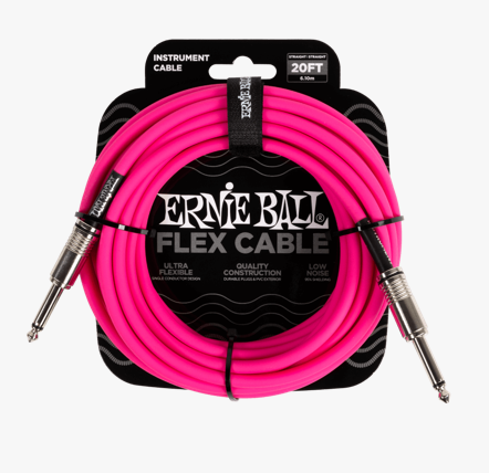 Ernie Ball Flex Instrument Cable, Straight/Straight, 20ft - Pink Main image