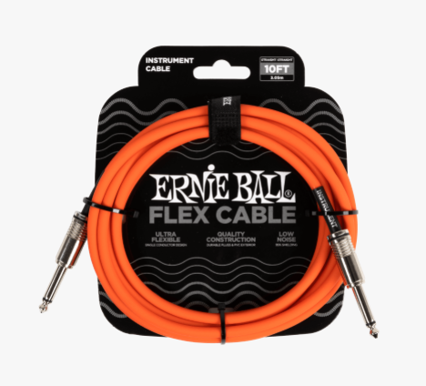 Ernie Ball Flex Instrument Cable, Straight/Straight, 10ft - Orange Main image
