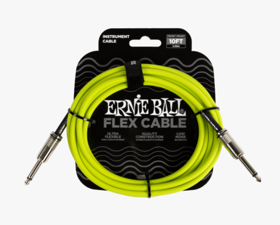 Ernie Ball Flex Instrument Cable, Straight/Straight, 10ft - Green Main image