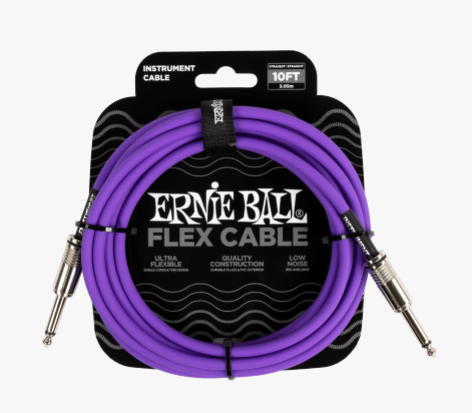Ernie Ball Flex Instrument Cable, Straight/Straight, 10ft - Purple