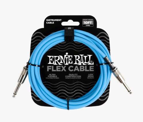 Ernie Ball Flex Instrument Cable, Straight/Straight, 10ft - Blue
