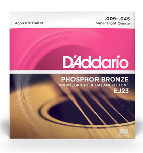 D'Addario EJ23 Phosphor Bronze Acoustic Guitar Strings - Super Light 9-45