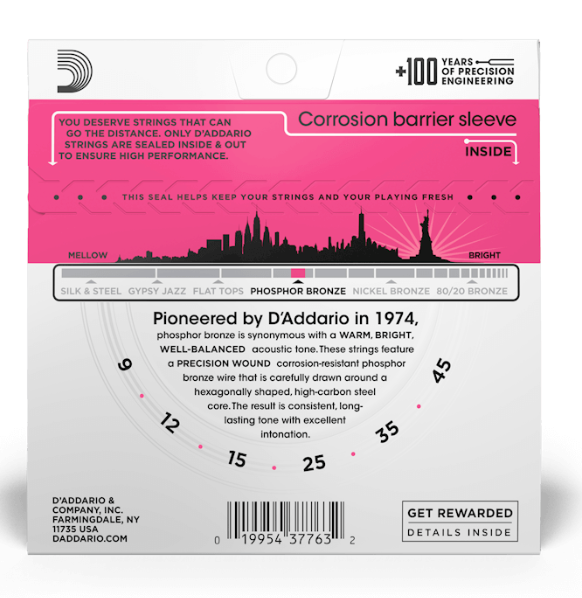 D'Addario EJ23 Phosphor Bronze Acoustic Guitar Strings - Super Light 9-45