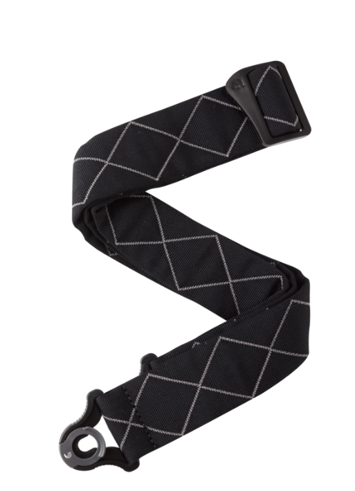 D'Addario 50BAL02 Padded Auto Lock Guitar Strap - Black Diamonds