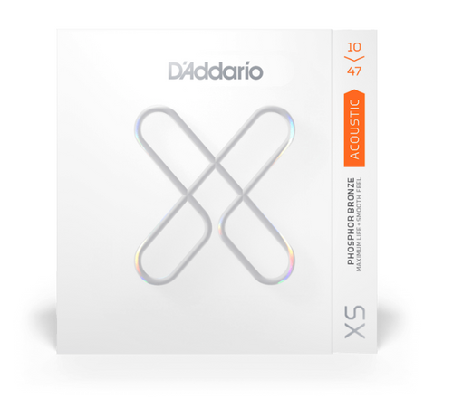 D'Addario XSAPB1047 XS Phosphor Bronze Coated Acoustic Guitar Strings- Extra Light 10-47