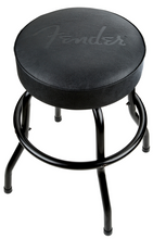 Load image into Gallery viewer, Fender Embossed Black Logo Barstool 24 Inch Swivel Bar Stool with Padded Seat