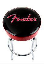 Fender Red Sparkle Logo Barstool 24 Inch Swivel Bar Stool with Padded Seat
