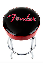 Load image into Gallery viewer, Fender Red Sparkle Logo Barstool 24 Inch Swivel Bar Stool with Padded Seat