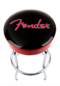 Fender Red Sparkle Logo Barstool 24 Inch Swivel Bar Stool with Padded Seat