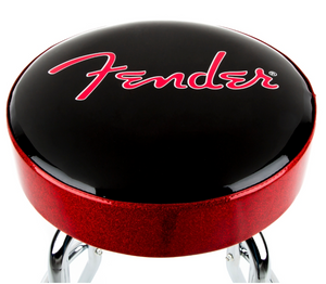 Fender Red Sparkle Logo Barstool 24 Inch Swivel Bar Stool with Padded Seat