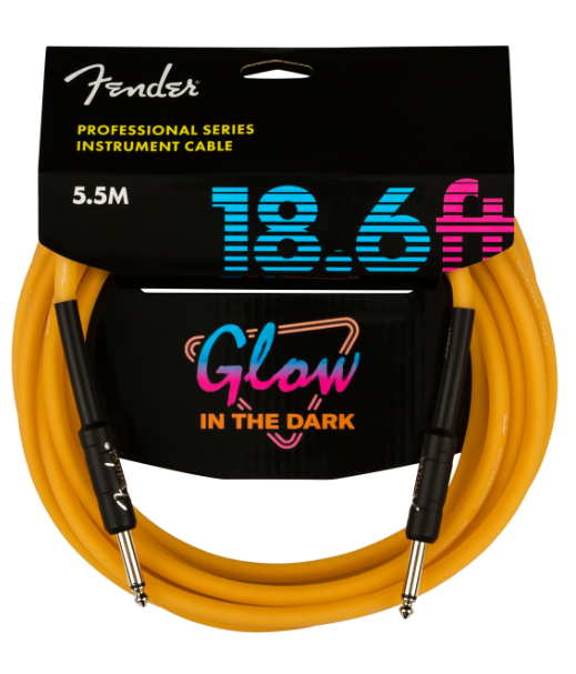 Fender Professional 18.6' Glow in the Dark Guitar Cable - Orange
