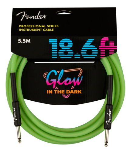 Fender Professional 18.6' Glow in the Dark Cable - Green