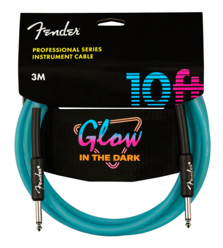 Fender Professional 10' Glow in the Dark Guitar Cable - Blue