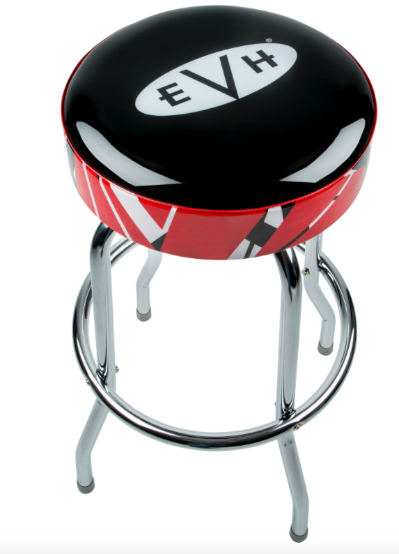 EVH 30 Inch Barstool EVH Logo Barstool with Red / White / Black Striped Trim