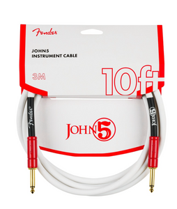 Fender John 5 Instrument Cable White and Red 10'