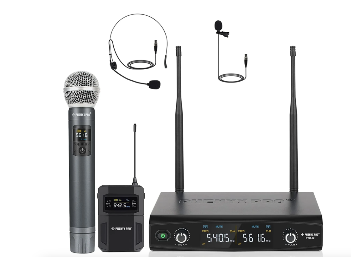 Phenyx Pro PTU-52-1H1B Dual Wireless Microphone System with Frequency Hopping Main image