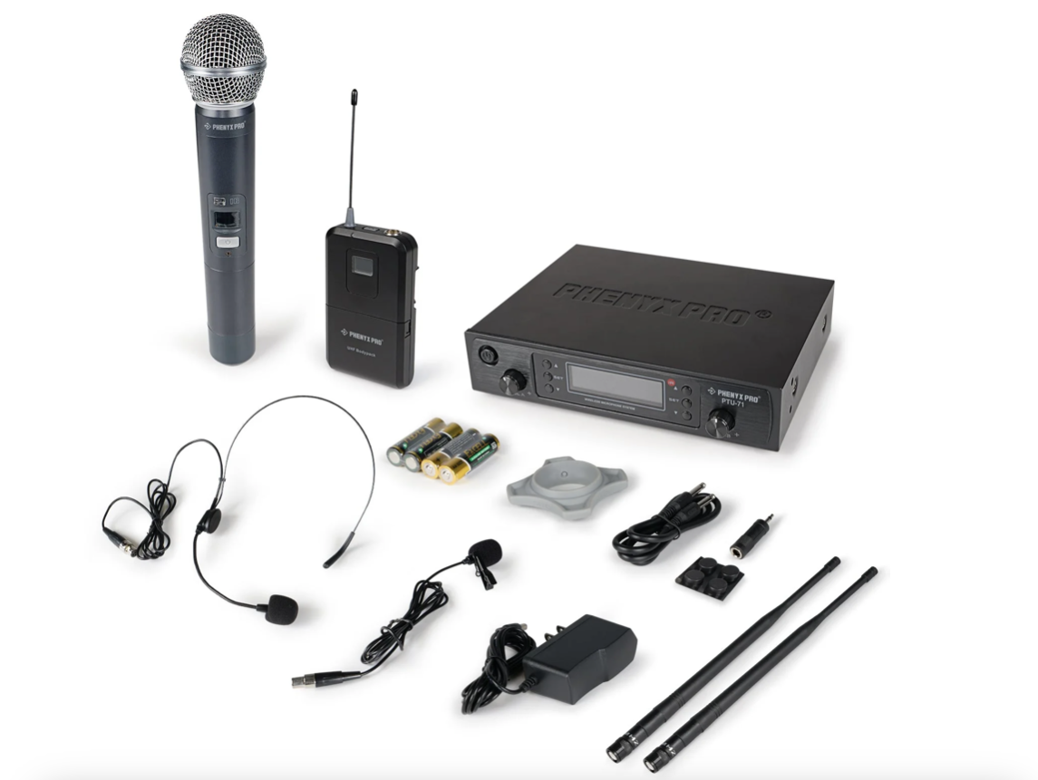 Phenyx Pro PTU-71-1H1B Dual UHF Wireless Microphone System with Auto Scan Secondary image